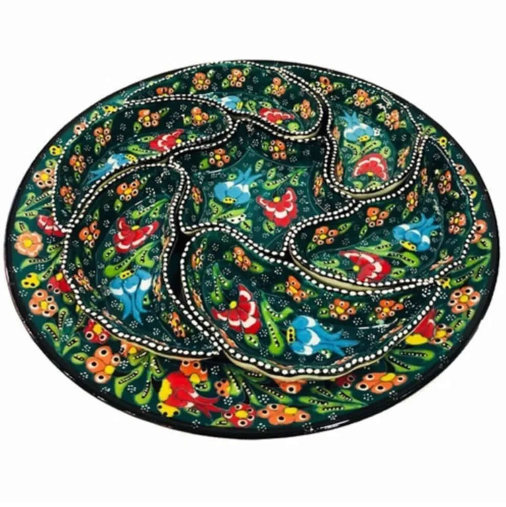 çini çerezlik koyu yeşil