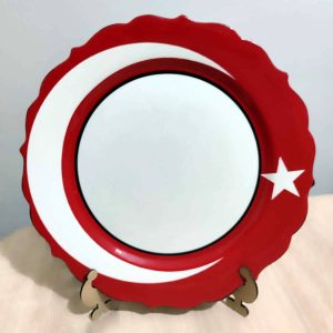 Ay Yıldızlı Çini Tabak Kişiye Özel Kaligrafi - Görsel 1