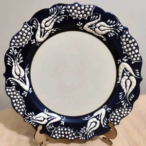 Kişiye Özel Kaligrafi Çini Tabak - Lacivert Beyaz - Görsel 1