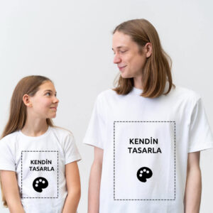 Anne Kız Kişiye Özel Baskılı Tişört - Sıfır Yaka - Görsel 1