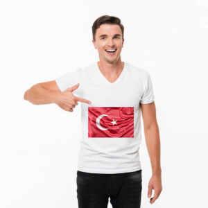 V Yaka Tişört Kişiye Özel Baskı - Görsel 3