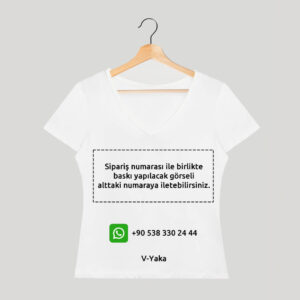 V Yaka Tişört Kişiye Özel Baskı - Görsel 2