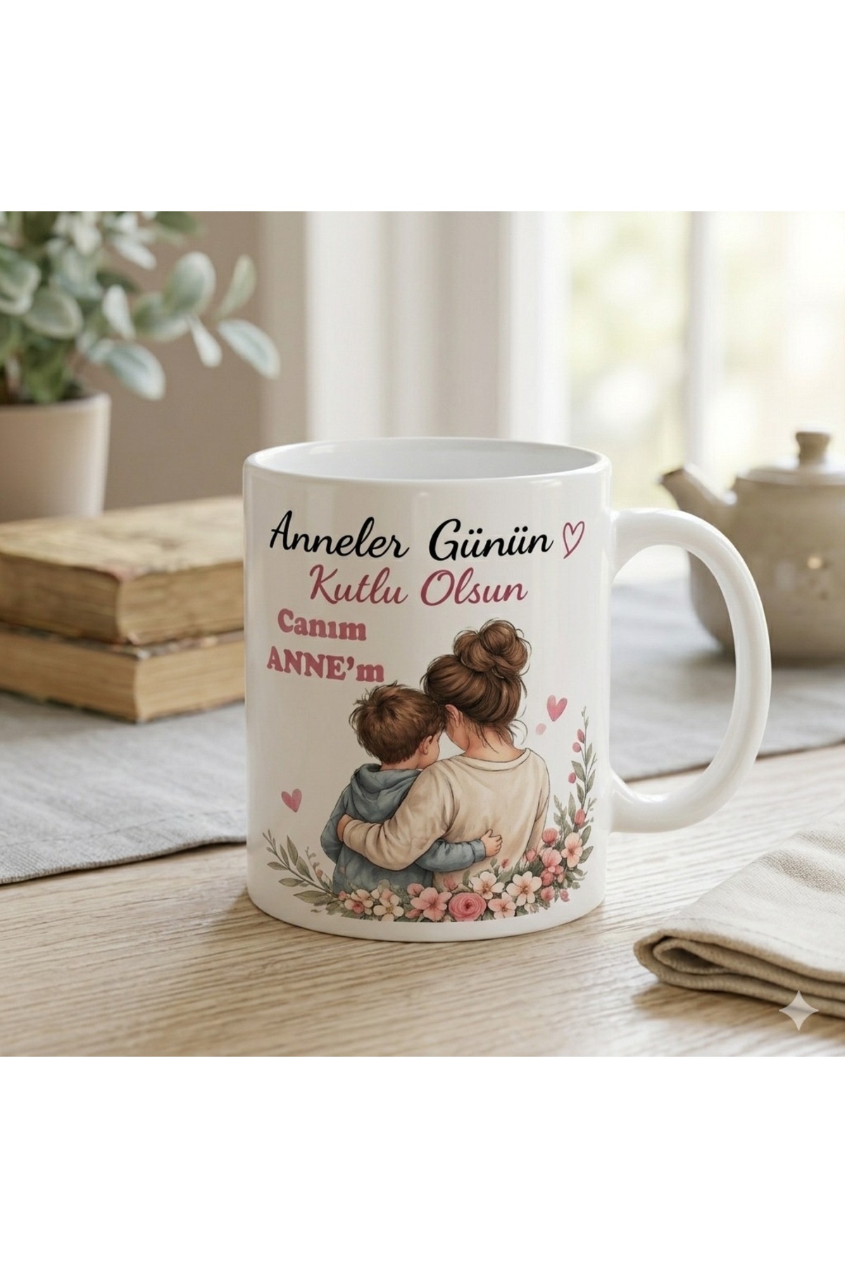 Anneler Günü Hediyesi Kupa Bardak Canım Annem Yazılı Özel Tasarım Kahve Kupası Çift Taraf Baskı resmi