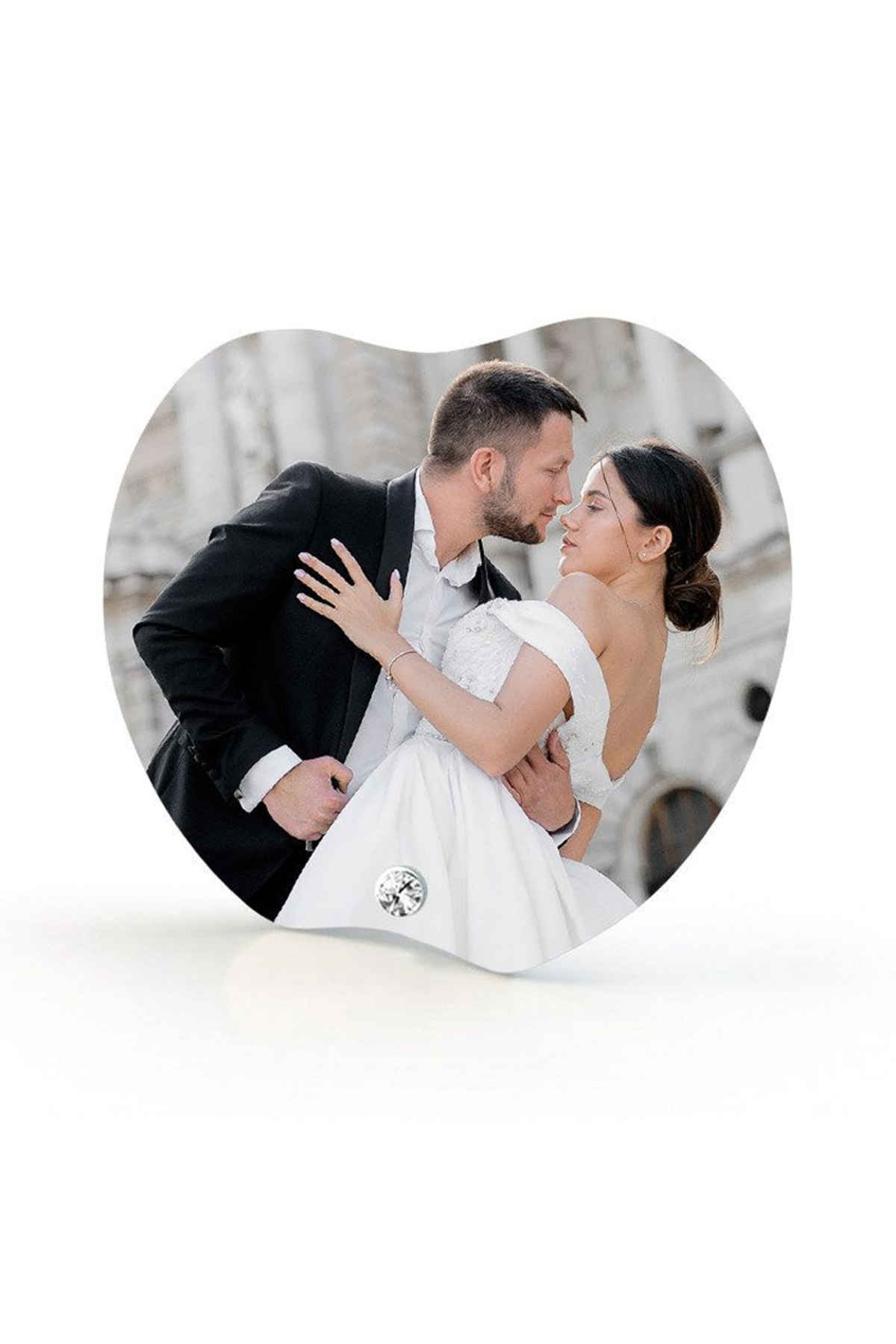 Sevgiliye Kalpli Kristal Cam Çerçeve Kişiye Özel Resim Baskılı 17x19cm resmi