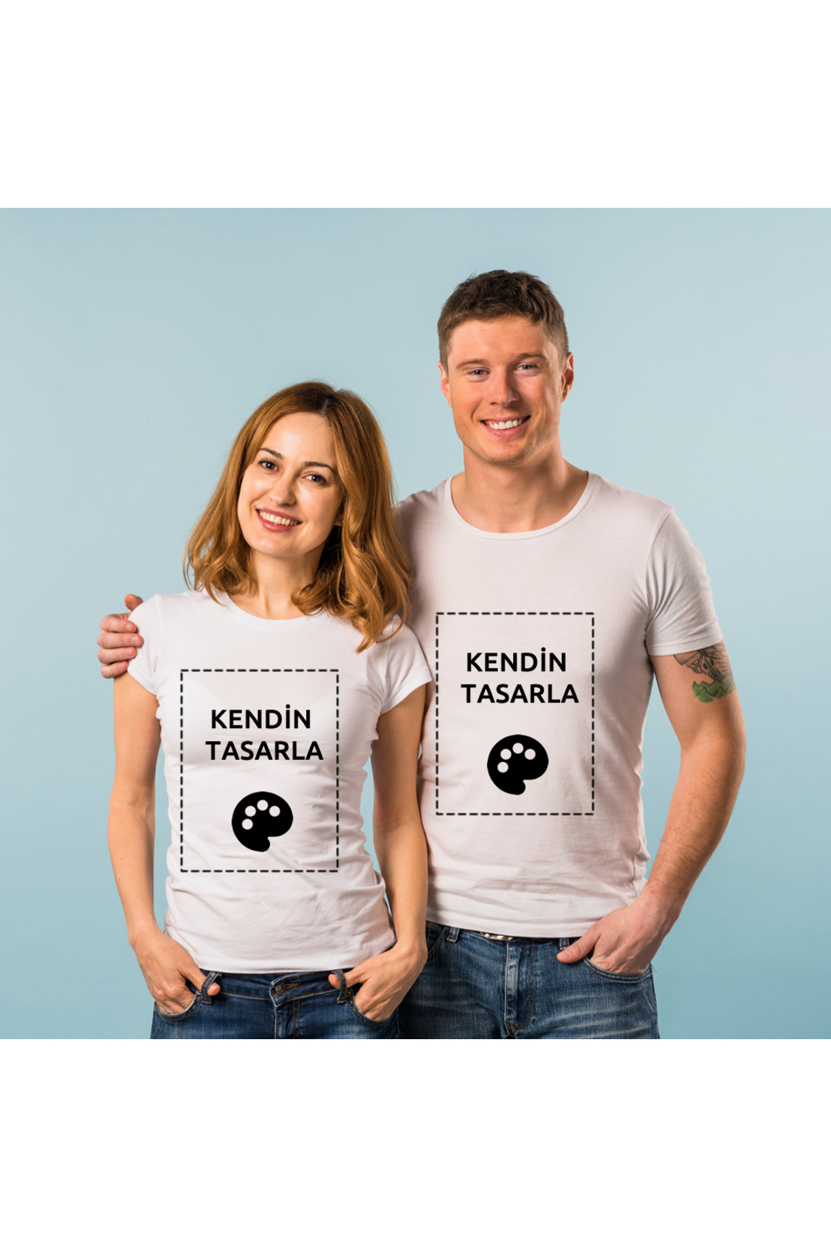 Çift Kişilik Tişört Kişiye Özel Baskı Sevgili T-Shirt (Her iki bedeni de tek tek sepete ekleyiniz) resmi
