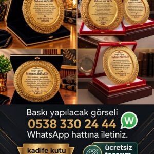 Kadife Kutulu Gold Plaket Kurumsal Ödül Takdir Tebrik Mezuniyet Terfi Hediyesi - Görsel 5