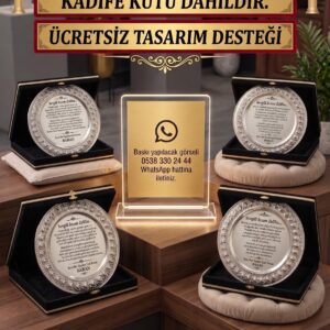 Kadife Kutulu Gümüş Renk Gül Motifli Metal Plaket  Başarı, Teşekkür ve Hizmet Anıları İçin Zarif Ödül - Görsel 4