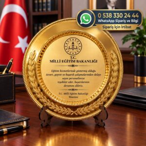 Gold Metal Plaket Tabak Baskı Başak Desenli Kurumsal Hediye ve Ödül Plaketi - Görsel 7
