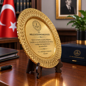 Metal Plaket Tabak Kurumlar İçin Terfi Takdir Tebrik Hediyesi Gold/Gümüş Renk 25 CM - Görsel 2