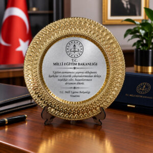 Metal Plaket Tabak Kurumlar İçin Terfi Takdir Tebrik Hediyesi Gold/Gümüş Renk 25 CM - Görsel 3