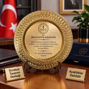 Metal Plaket Tabak Kurumlar İçin Terfi Takdir Tebrik Hediyesi Gold/Gümüş Renk 25 CM - Görsel 4