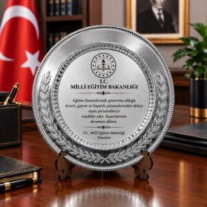 Gold Metal Plaket Tabak Baskı Başak Desenli Kurumsal Hediye ve Ödül Plaketi - Görsel 4