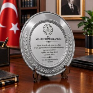 Gold Metal Plaket Tabak Baskı Başak Desenli Kurumsal Hediye ve Ödül Plaketi - Görsel 5