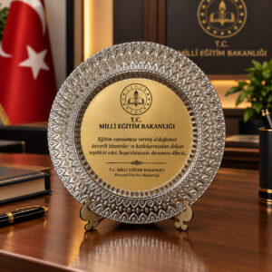 Metal Plaket Tabak Kurumlar İçin Terfi Takdir Tebrik Hediyesi Gold/Gümüş Renk 25 CM - Görsel 8