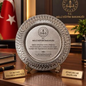 Metal Plaket Tabak Kurumlar İçin Terfi Takdir Tebrik Hediyesi Gold/Gümüş Renk 25 CM - Görsel 9