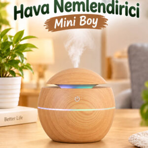 Şarjlı LED Işıklı Ultrasonik Hava Nemlendirici Buhurdanlık Ev ve Araç İçin Ceviz Renk Mini Boy - Görsel 5